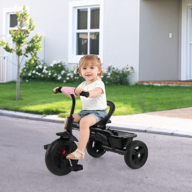 7-in-1 Baby Stroller Tricycle with Adjustable Canopy and Foldable Footrests for Ages 9-60 Months Old