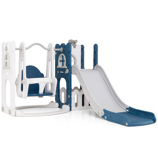 7-in-1 Toddler Swing and Slide Set with Basketball Hoop