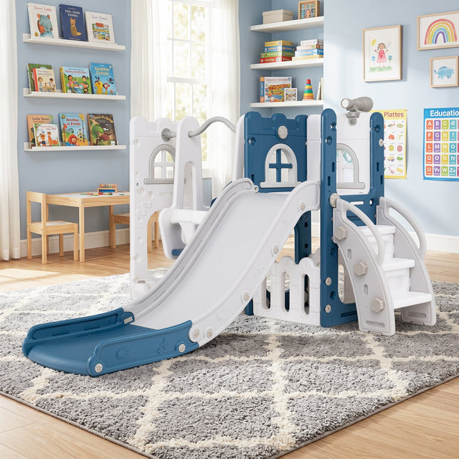 7-in-1 Toddler Swing and Slide Set with Basketball Hoop