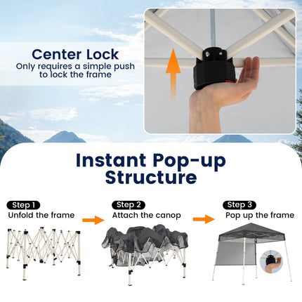 7 x 7 FT Pop-Up Canopy Tent with 1 Push Center Lock for Sports Picnic Camping