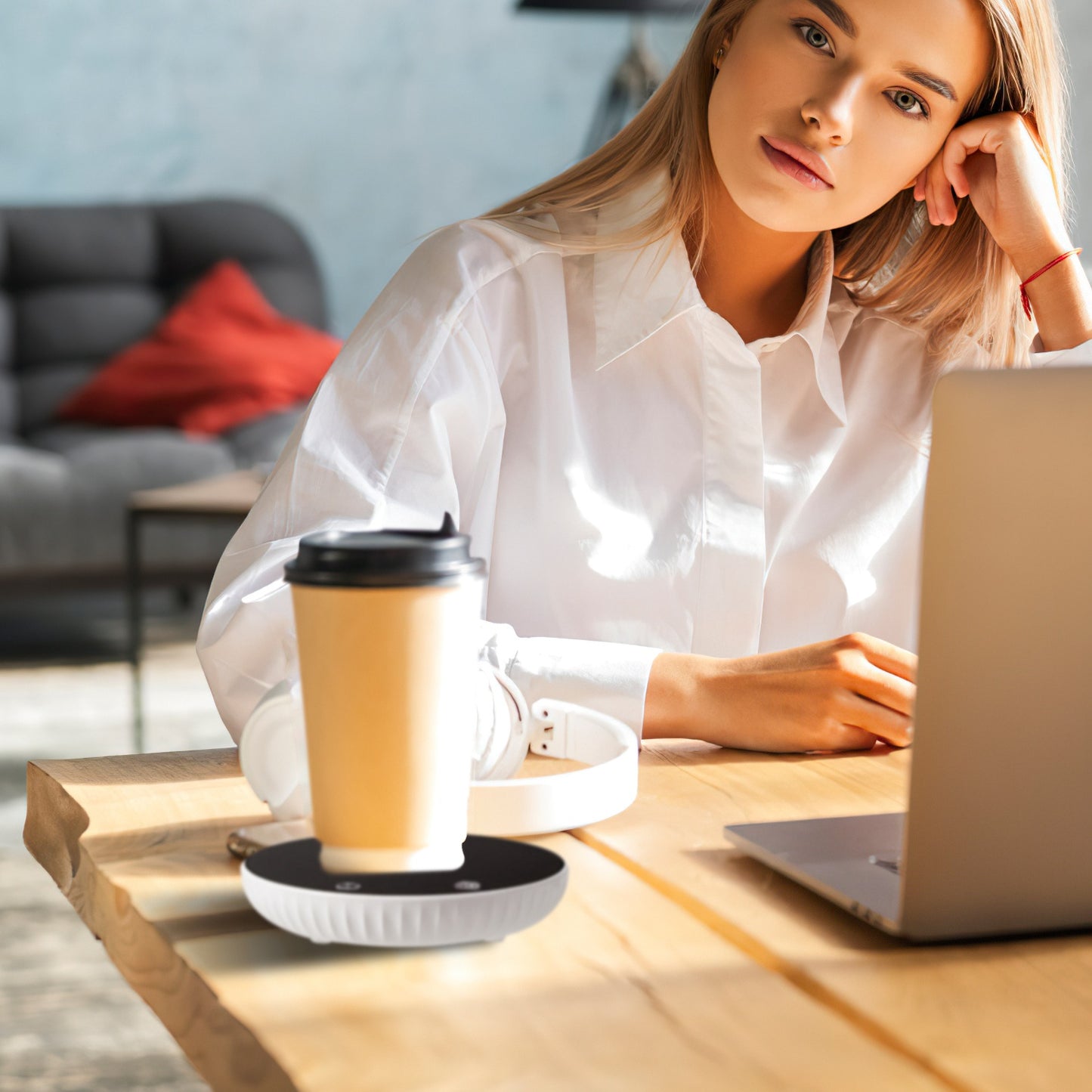 Desktop Electric Cup Warmer 8Hours Auto Off Overheating Protection Smart Timer Setting 2 Temperature Levels 104¡F to 140¡F Ceramic Heating Panel For O