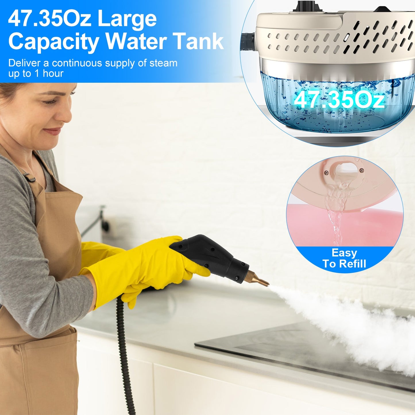 2500W Handheld Steamer – High-Pressure Cleaner with 9 Accessories & 6 Steam Levels