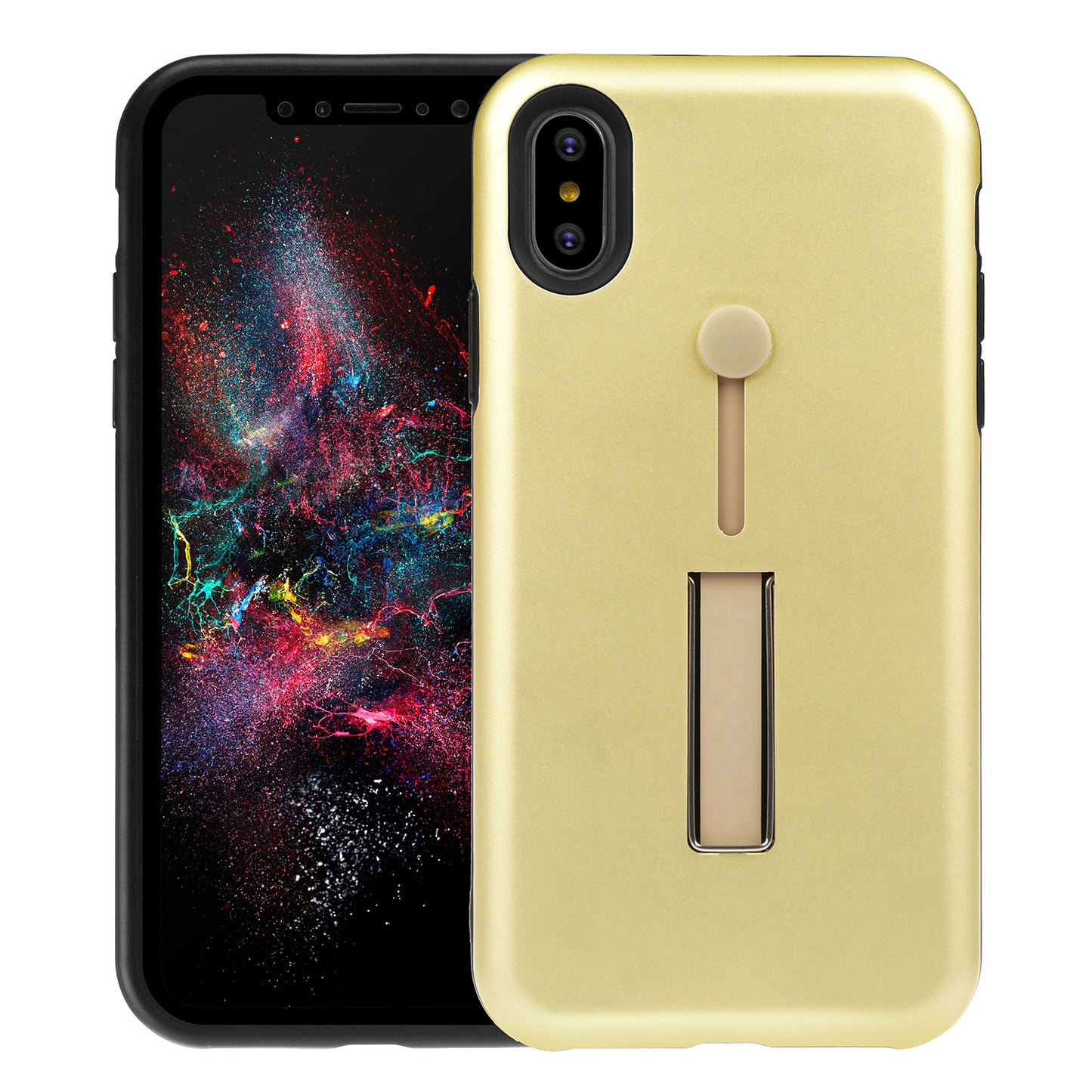 Finger Strap Phone Case for iPhone X Drop-protection Finger Ring Rugged Phone Case with Kickstand Dual Layer Case