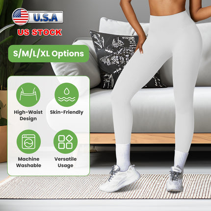 Women\'s High Waist Workout Leggings Tummy Control Compression Yoga Tight Pants Gym Pants Athletic Running Leggings with 25In Inseam No Front Seam