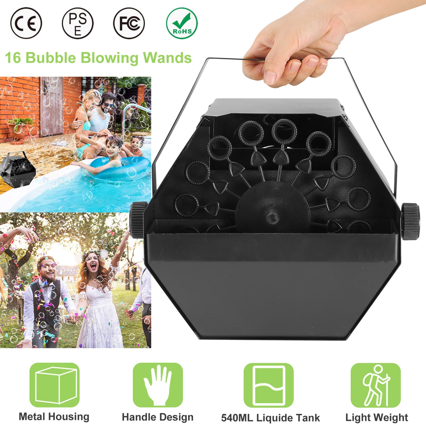 Automatic Bubble Machine 25W Pro Bubble Blower Maker w/ Handle for DJ DISCO Stages Wedding Kids Birthday Parties