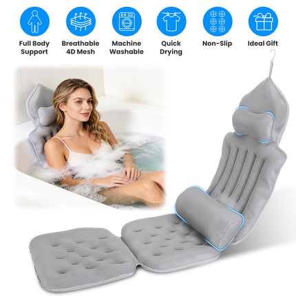 Full Body Bath Pillow with Lumbar Support & 4D Mesh