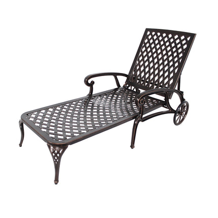 Aluminum Lounge Chair with Wheels & 3-Position Reclining Backrest
