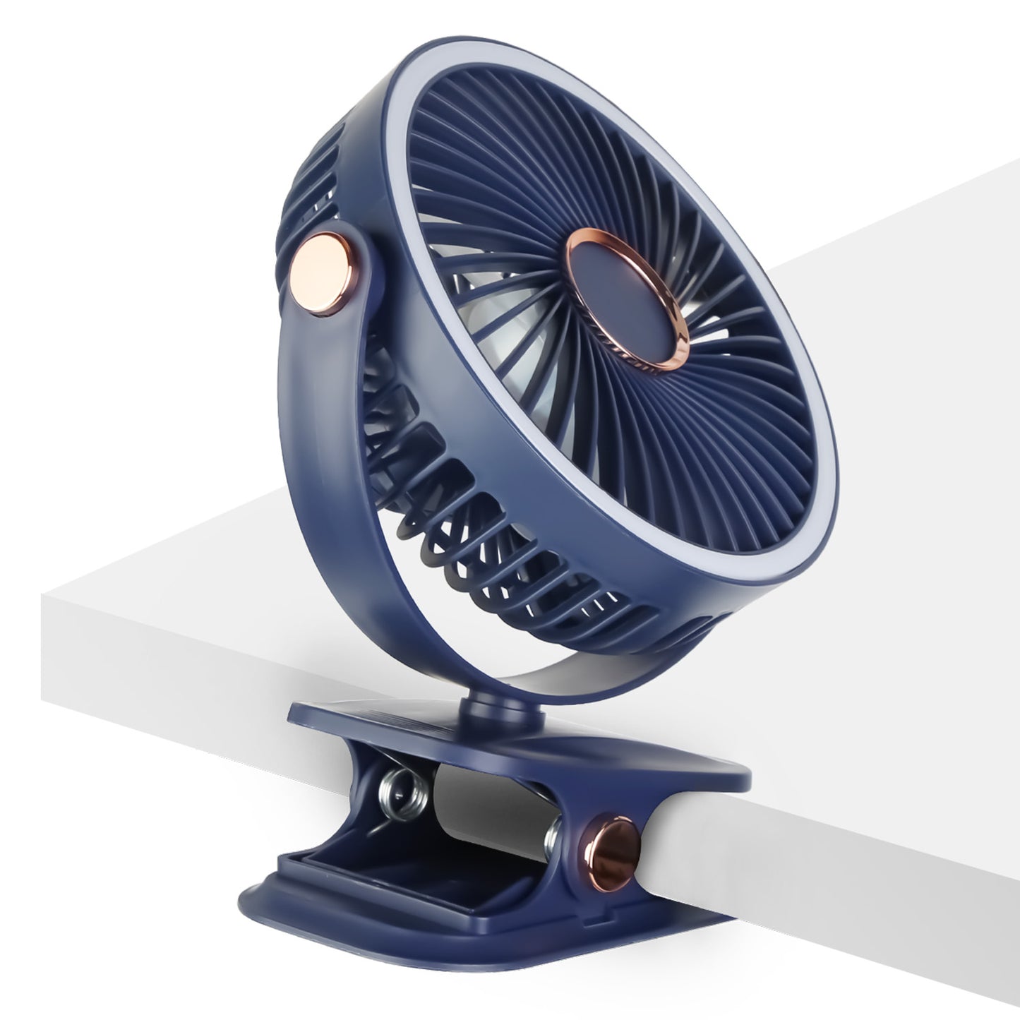 Portable Quiet Clip On Fan With 5 Speeds 3 Brightness 720¡ Fully Adjustable Angle Type-C Rechargeable Clip Desk Wall Mounted Fan For Camping Office Ho