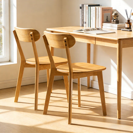 Solid Wood Dining Chair with Curved Backrest