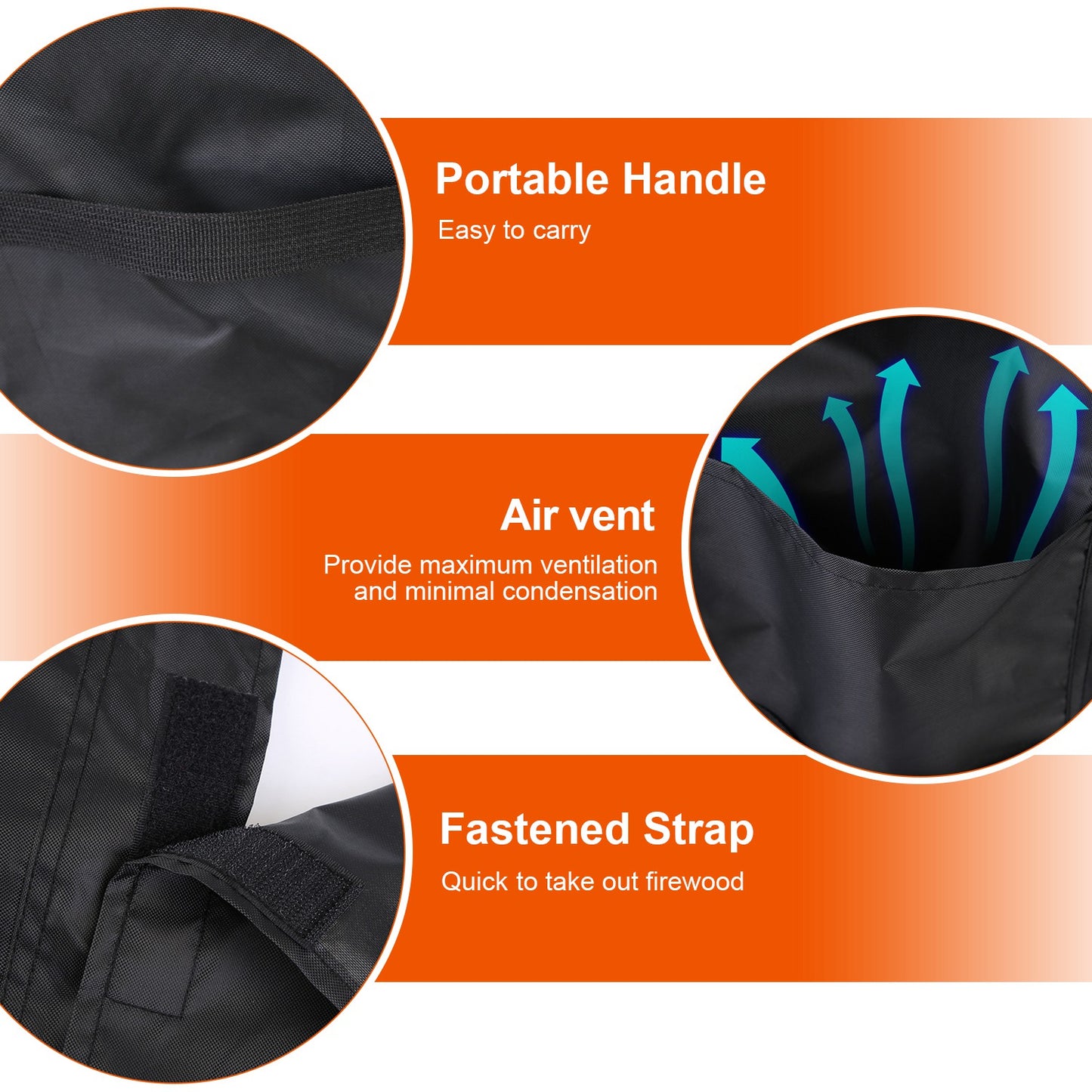 4FT Firewood Log Rack Cover Rectangular Wood Rack Cover 420D Oxford Fabric Waterproof Windproof UV Resistant Tear-resistant 48x24x42in Black