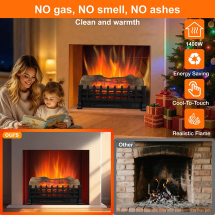 Electric Fireplace Insert 20 Inch with 3D Flame & Remote