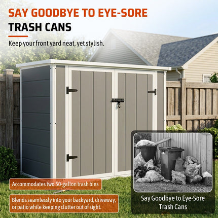 Resin Outdoor Storage Shed with Hydraulic Lid & Ramp 4.6x2.4 FT