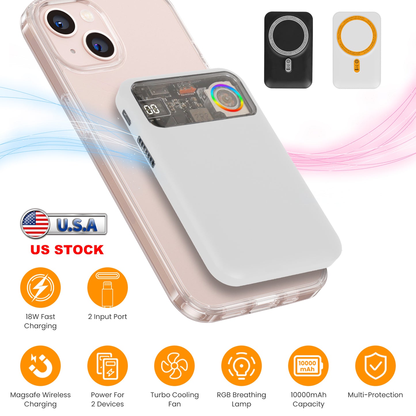 Magsafe Wireless Power Bank 10000mAh Magnetic Portable 18W Fast Charger Fit for IOS Phone 15/14/13/12 Series and More