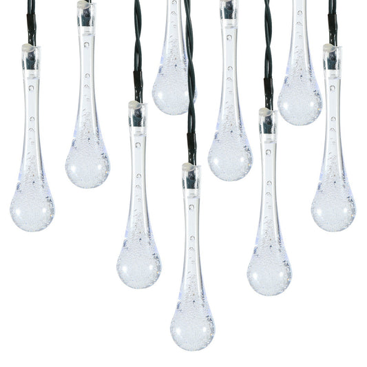 Outdoor Solar String Lights 21 Feet 30 LEDs Water Drop Solar Powered Lights Waterproof Solar Fairy Lights Decorative Solar Powered Lights for Home Pat