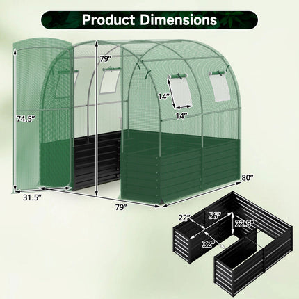 Walk-In Greenhouse with Planter Bed 80" x 79" x 79"