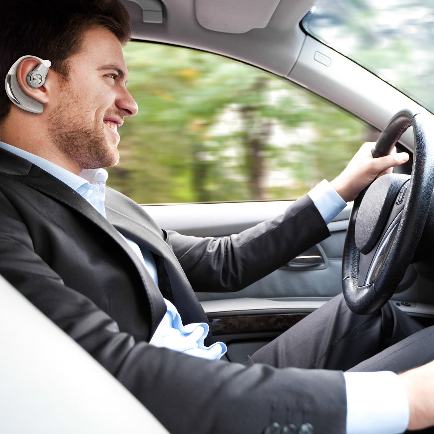 Wireless Earpiece Right In-Ear Wireless Earphone w/ Mic Earhook For Business Office Driving 120Hrs Playtime