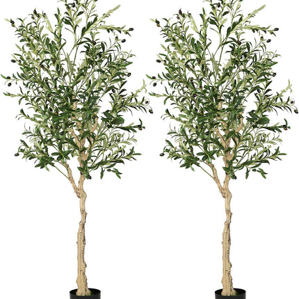 6 Feet Artificial Olive Tree in Cement Pot
