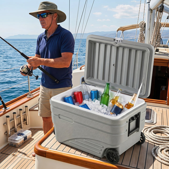 84 Quart Wheeled Cooler with Pull Handle