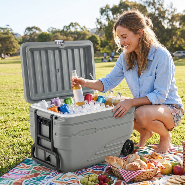 84 Quart Wheeled Cooler with Pull Handle