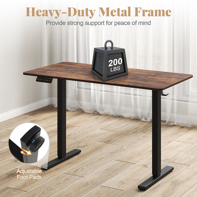 48 Inch x 24 Inch Ergonomic Electric Standing Desk with 3 Memory Settings for Home Office