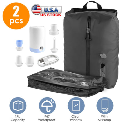 17L Vacuum Storage Bags with Rechargeable Pump - 2 Pack