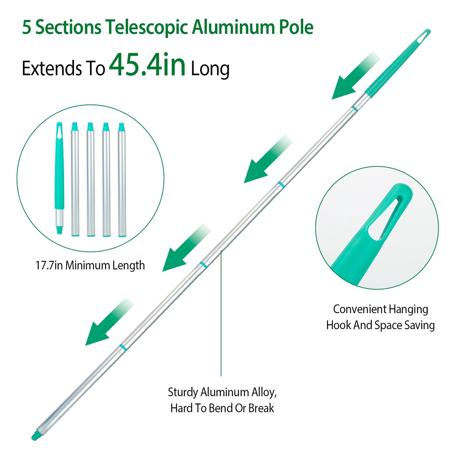 US Swimming Pool Vacuum Head Brush Cleaner Telescopic Pole Fountain Cleaning Tool w/ Bag For Above Ground Pool Spas Ponds