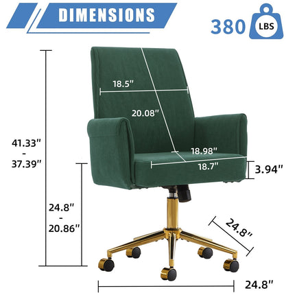 Mid-Back Velvet Office Chair with Memory Foam Cushion