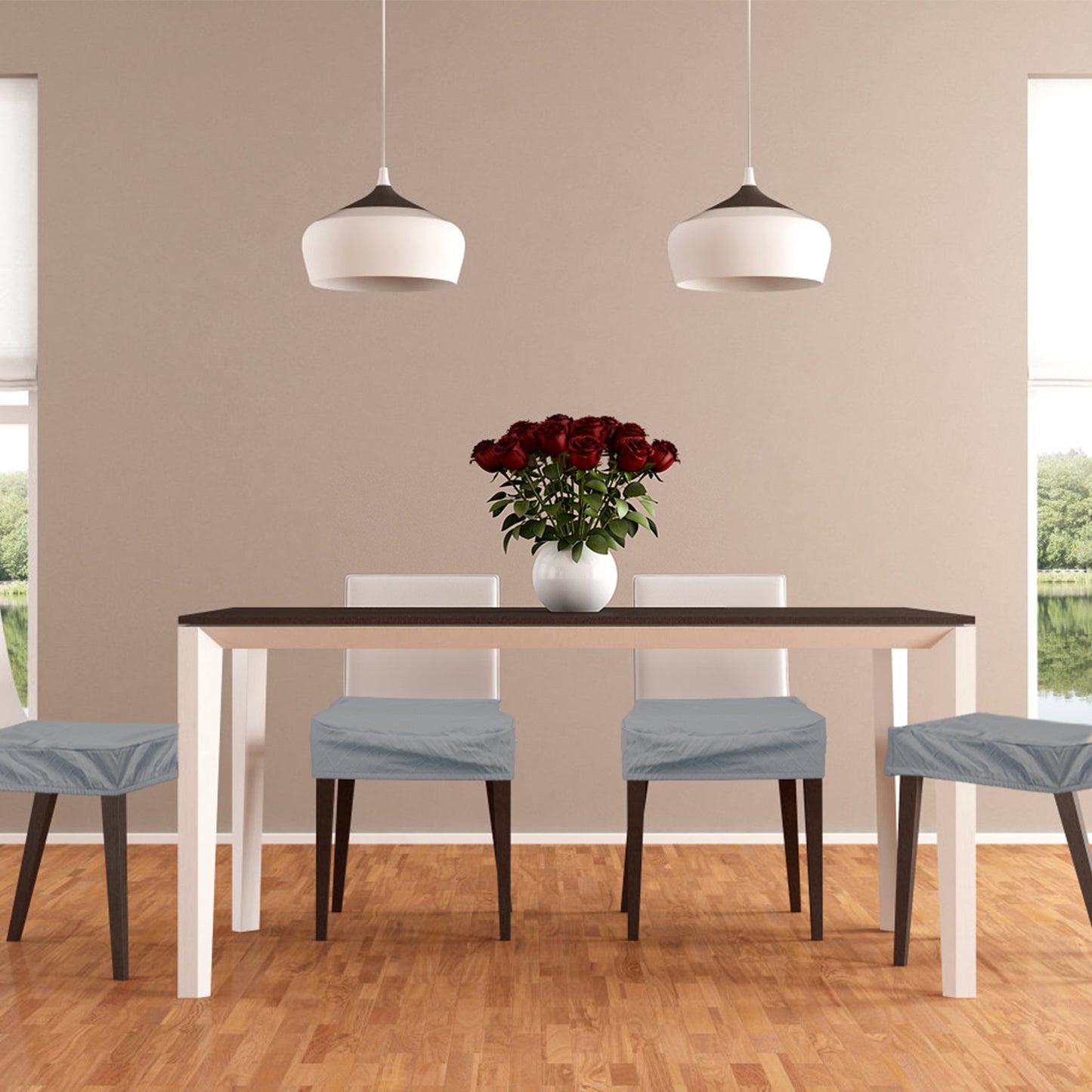 4Pack Waterproof Dining Chair Slipcovers Stretch Chair Seat Slipcovers Removable Washable Jacquard Seat Covers for Dining Room