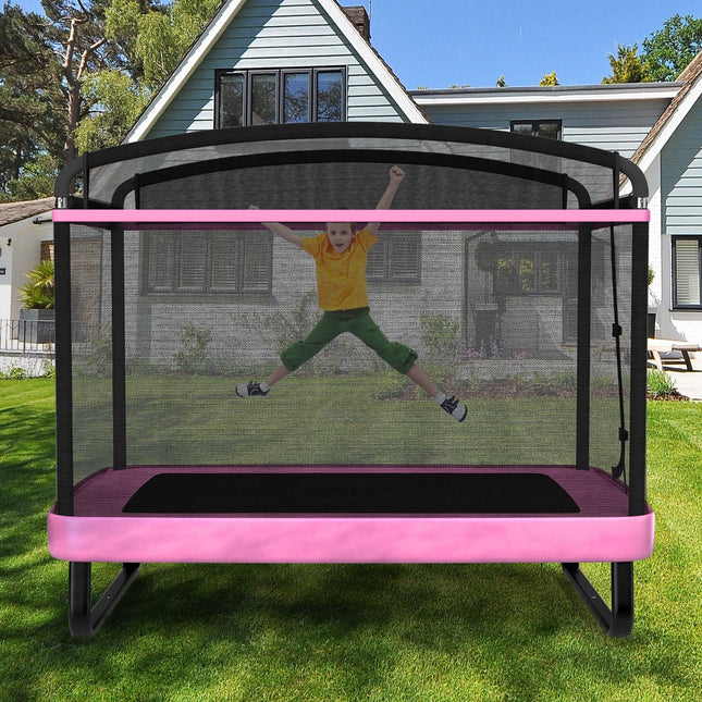 6 FT Kids Trampoline with Swing and Horizontal Bar Small Rectangle Trampoline
