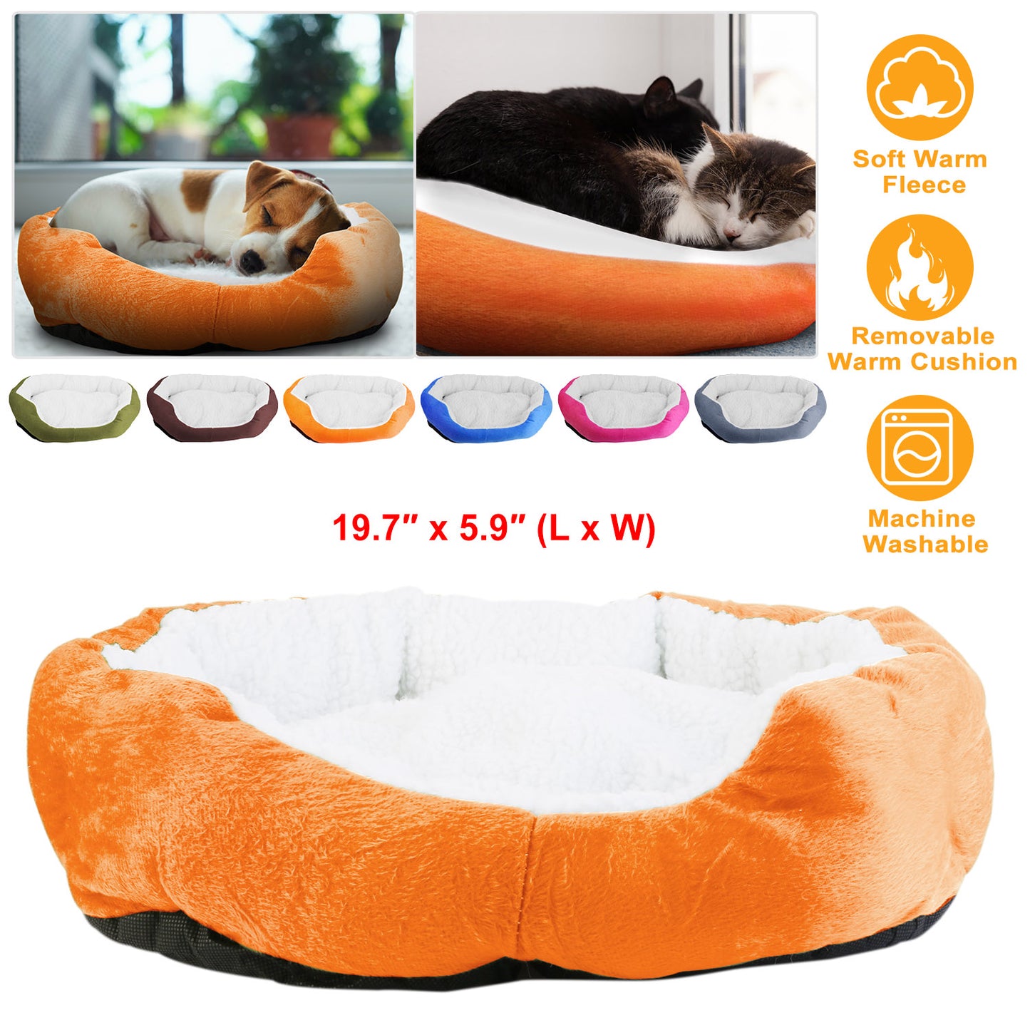 Pet Dog Bed Soft Warm Fleece Puppy Cat Bed Dog Cozy Nest Sofa Bed Cushion For S/M Dog