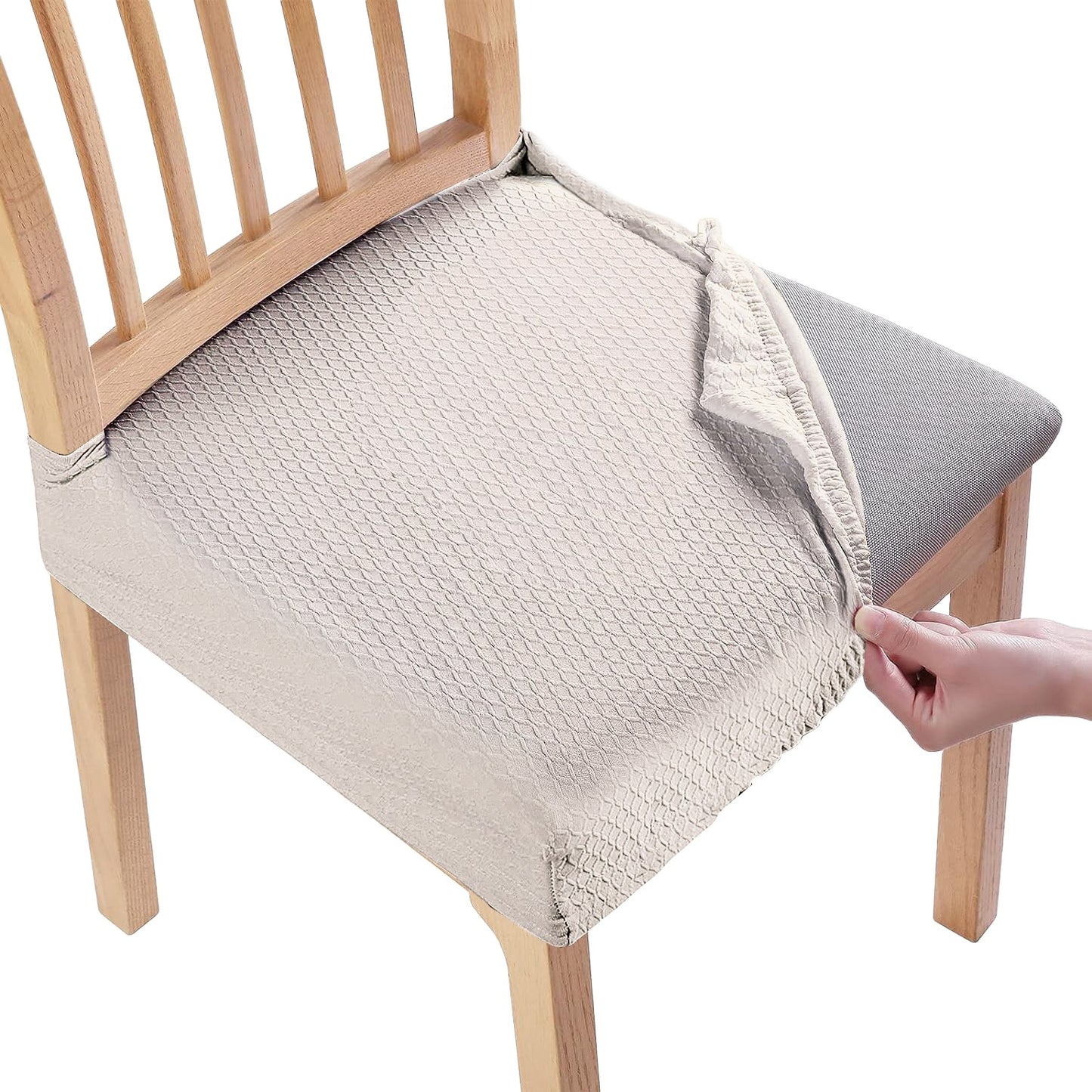 4Pack Waterproof Dining Chair Slipcovers Stretch Chair Seat Slipcovers Removable Washable Jacquard Seat Covers for Dining Room