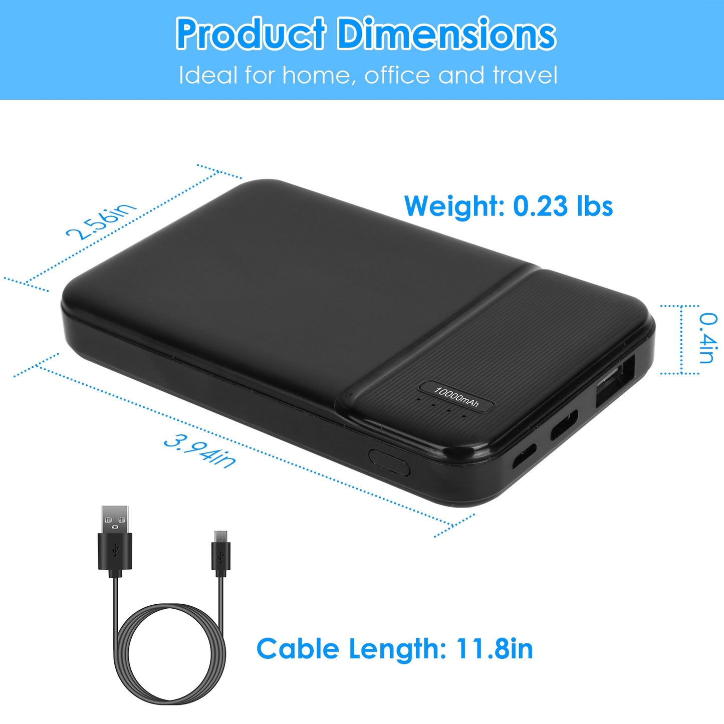 10000mAh Fast Charging Power Bank PD18W Fast Charger Portable Phone Charger with 1 USB Cable Fit For IOS Phone 15 14 13 And More