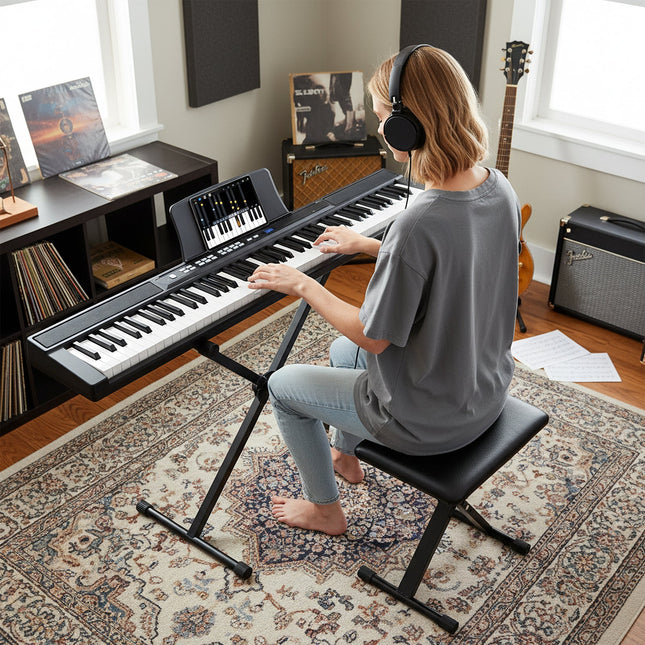 88-Key Electric Piano Keyboard with Adjustable Stand and Portable Bag