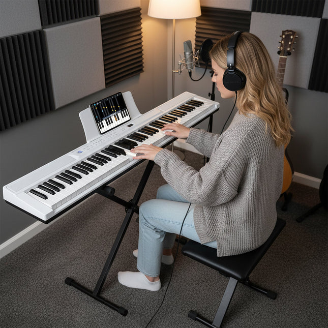 88-Key Electric Piano Keyboard with Adjustable Stand and Portable Bag
