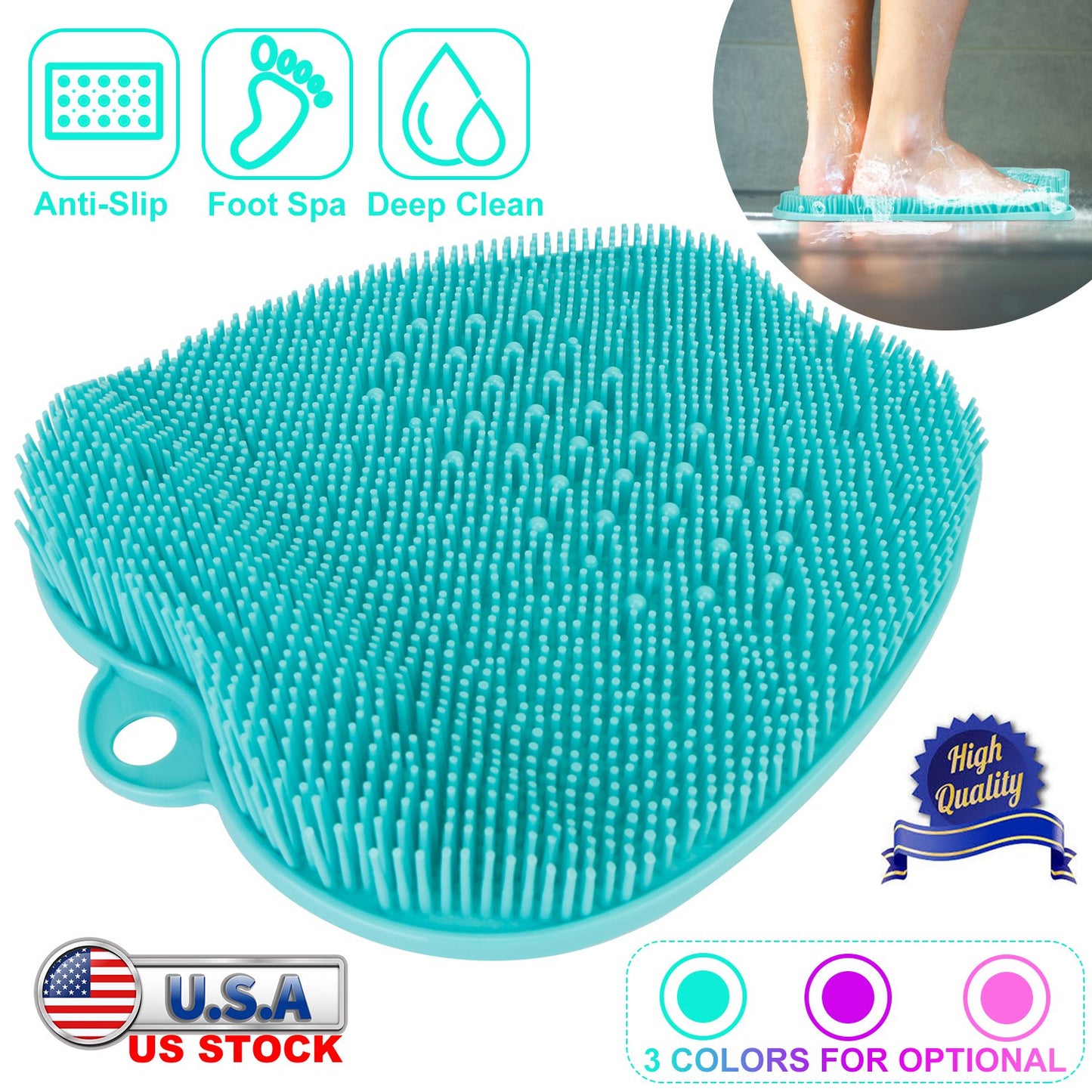 Shower Foot Scrubber Foot Massager Exfoliation Cleaner Mat Improve Foot Circulation Scrubber Foot Pain Relief Mat w/ Anti-slip Suction Cups