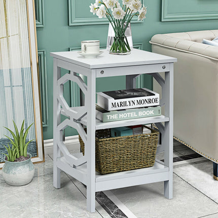 3-tier Nightstand Sofa Side End Accent Table-Black