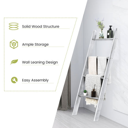 4-Tier Wall Leaning Ladder Shelf Stand