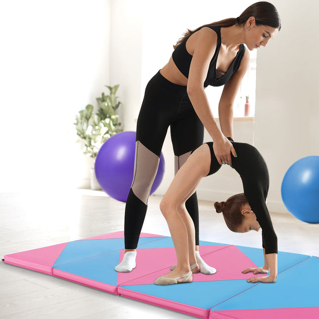 8 Feet PU Leather Folding Gymnastics Mat with Hook and Loop Fasteners