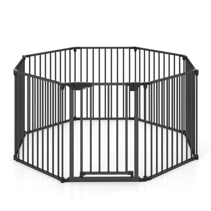 8-Panel Extra Wide Baby Gate Adjustable Pet Safety Fence with Auto-close Door