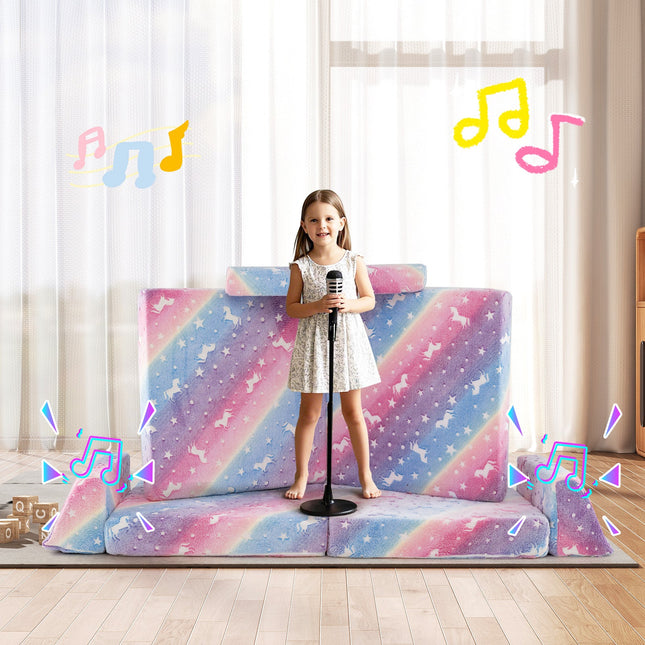8 Pieces Modular Kids Play Couch Glow in the Dark Toddler Sectional Sofa