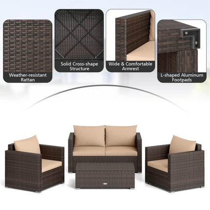 8-Piece Patio Conversation Set with Padded Cushions
