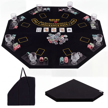 8-Player Foldable Poker Table Top with Cup Holders