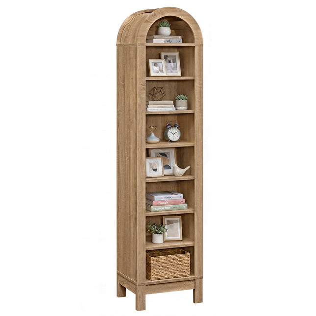 8-Tier Modern Arch Bookshelf with 3 Adjustable Shelves