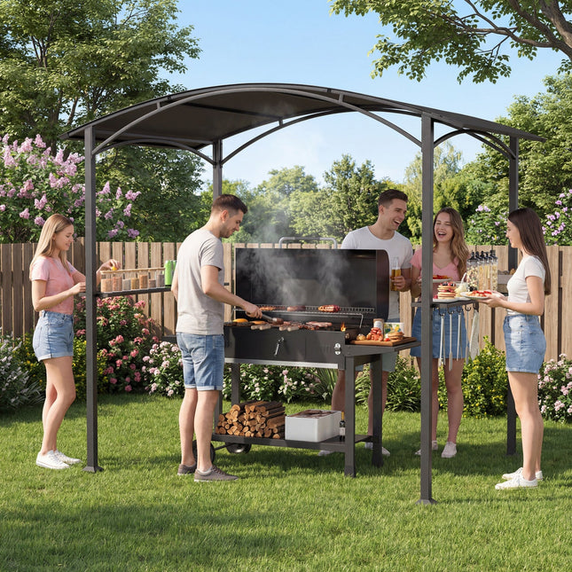 8 x 5 x 7 FT Grill Gazebo Outdoor BBQ Canopy with Metal Frame