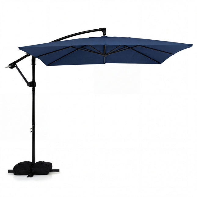 8 x 8 FT Offset Cantilever Patio Umbrella Square Hanging Outdoor Market Umbrella with 360¬∞ Rotation