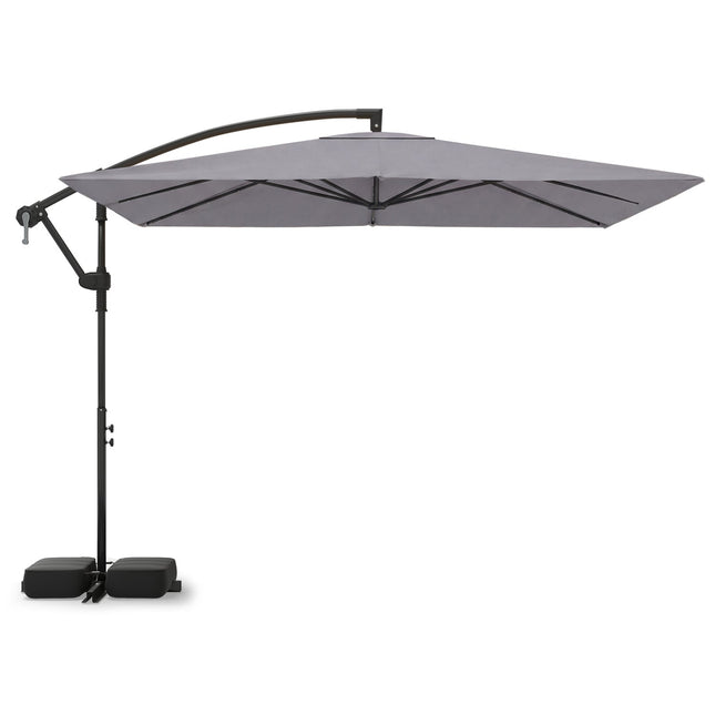 8 x 8 Square FT Solar LED Offset Cantilever Patio Umbrella with 360¬∞ Rotation