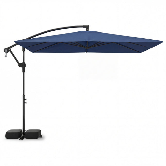 8 x 8 Square FT Solar LED Offset Cantilever Patio Umbrella with 360¬∞ Rotation