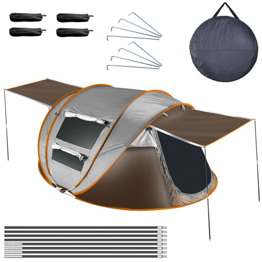 5-8 Person Pop Up Tent Automatic Setup Camping Tent Waterproof InstantÊSetup Tent with 4 Tent Poles 2 Mosquito Net Windows Carrying Bag for Hiking Cli