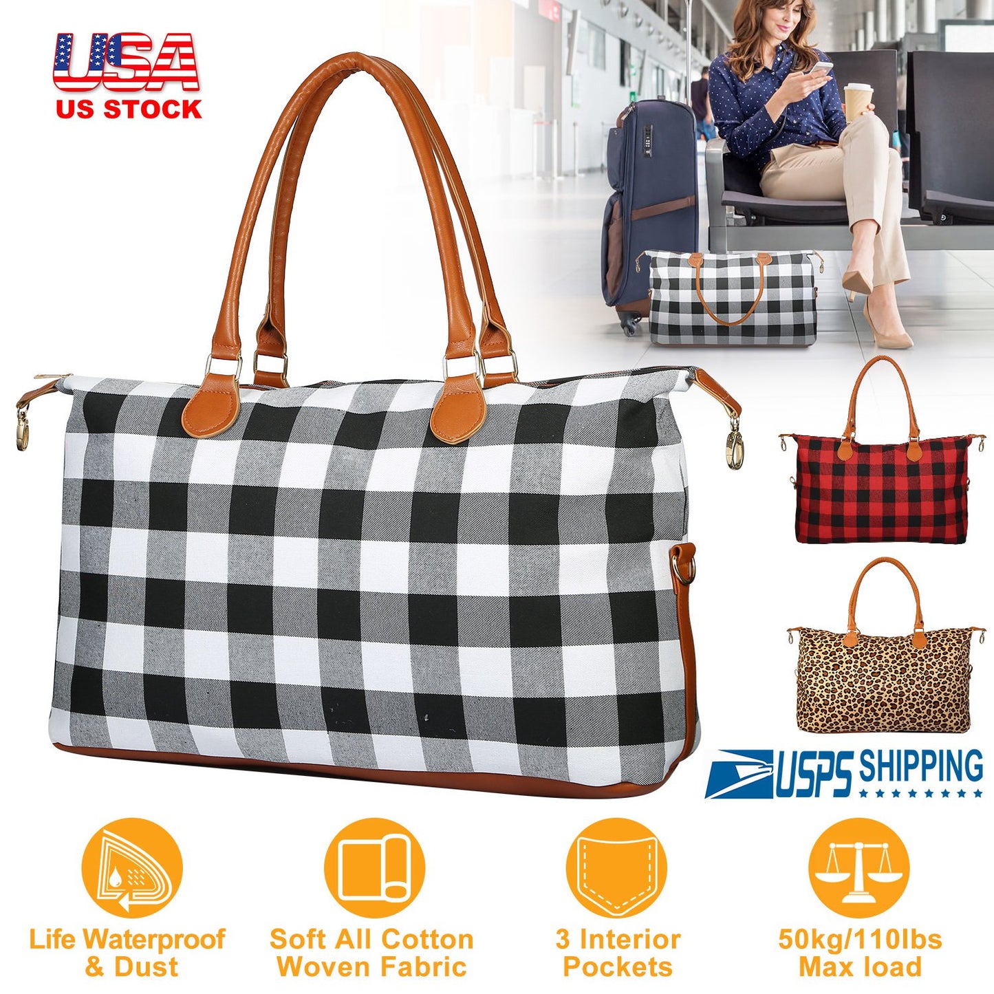 Women Duffle Bag Travel Luggage Bags Weekend Overnight Bag Tote Bags Shoulder Handle Bags Portable Diaper Bag