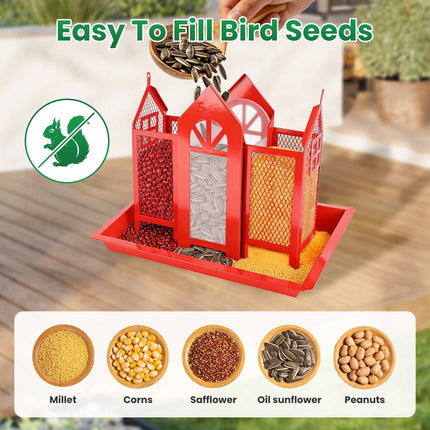 Barn Bird Feeder with Lift Top Lid and Viewing Window